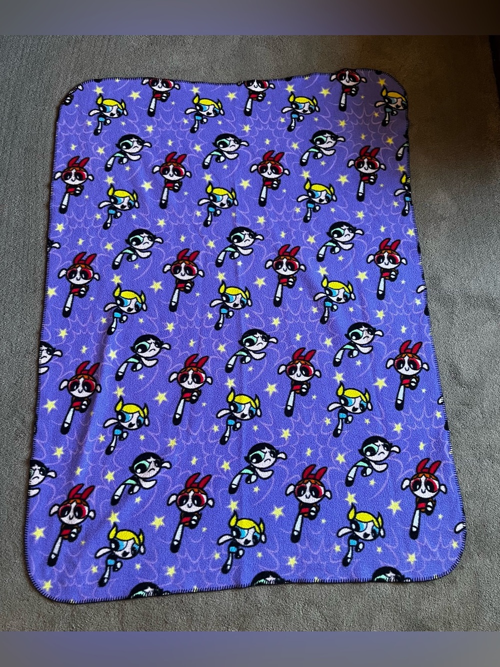 Vintage 2001 ‘The Powerpuff Girls’ Purple Character Print Blanket